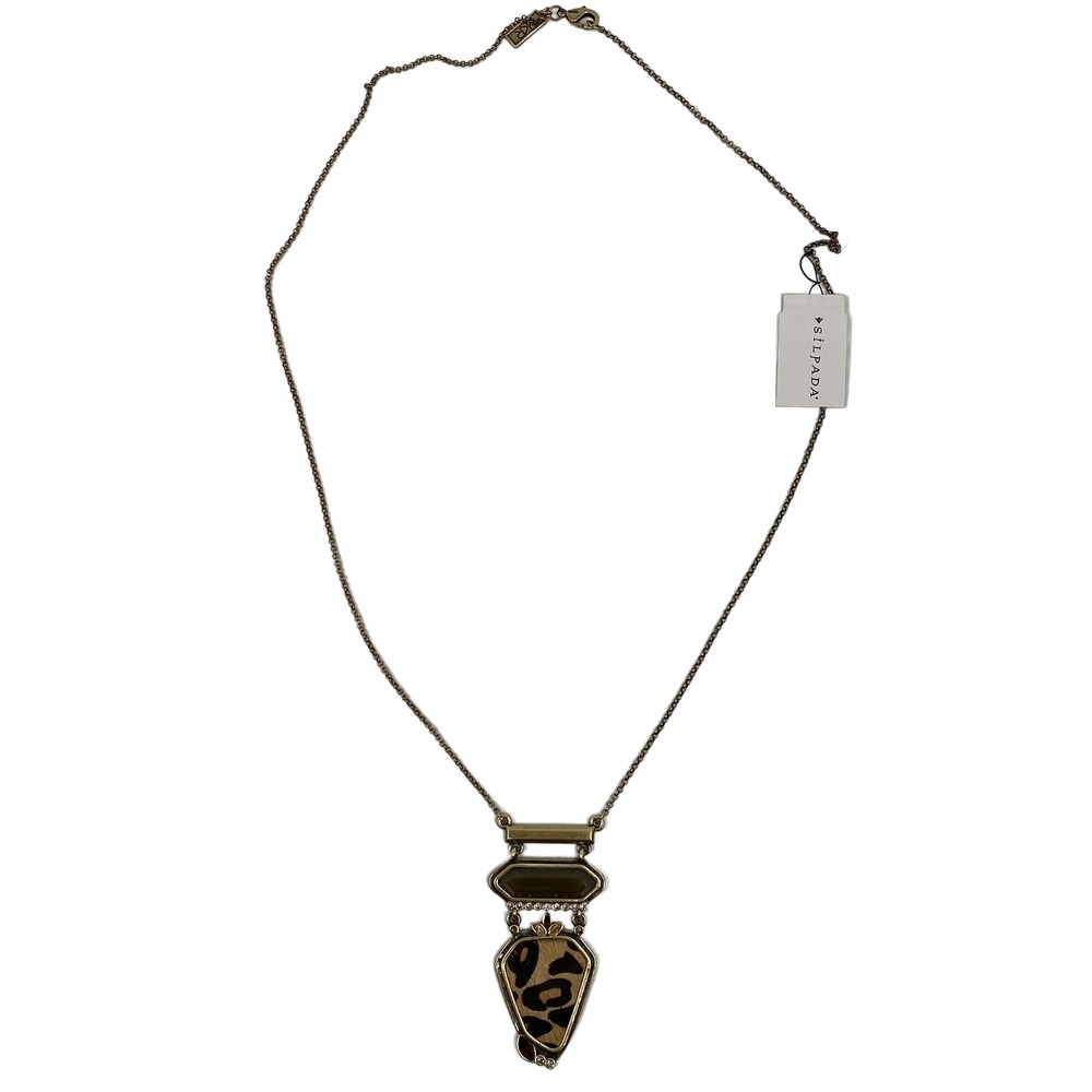 Silpada Gold Brown Leopard Print Statement Necklace | OS Regular